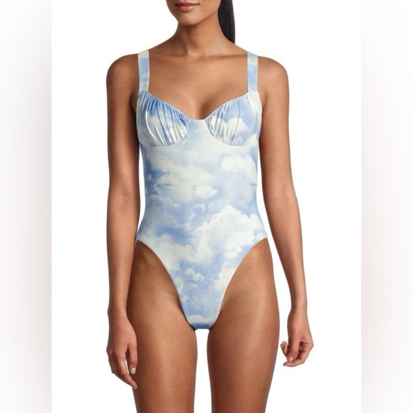 WEWOREWHAT cloud ruched cup one piece swimsuit size medium - Picture 5 of 6